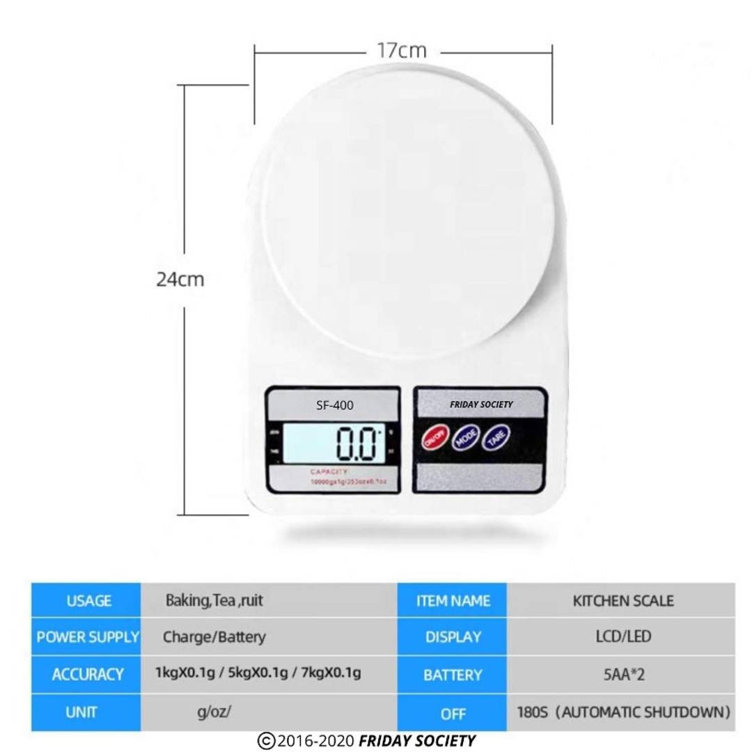 Electronic Digital Kitchen Scale weight Machine Multipurpose Digital Weighing Scale Backlit LCD Display for Measuring Food, Cake, Vegetable, Fruit (Max. capacity 10 Kg)